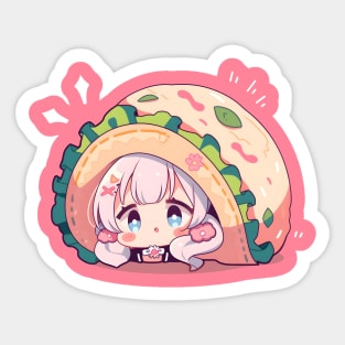 Taco Love Cute Chibi Girls Sticker